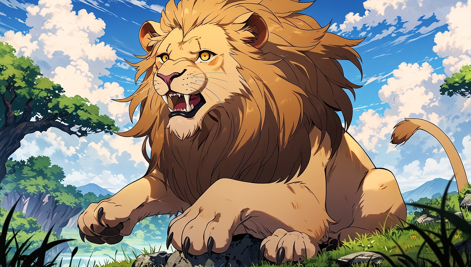 アニメスタイルのライオン画像
